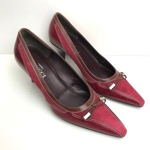 SESTO MEUCCI Pointed Toe Red Suede Pumps 6